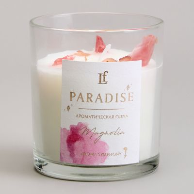 СВЕЧА АРОМАТИЗИРОВАННАЯ В СТАКАНЕ "PARADISE" MAGNOLIA 8*9 СМ МАЛ.= 9ШТ.-0