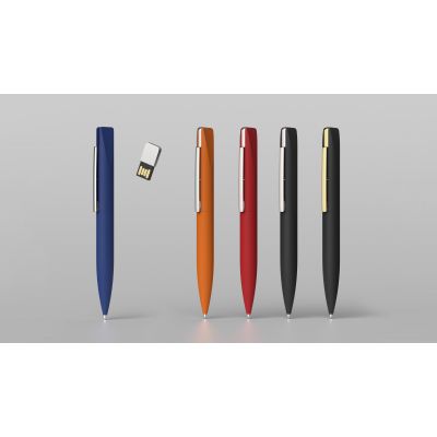 Ручка шариковая Callisto с флеш-картой 32Gb, покрытие soft touch, красный-3