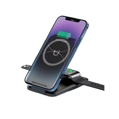 Складная беспроводная (15W) зарядная станция Slap с MagSafe, черный-3