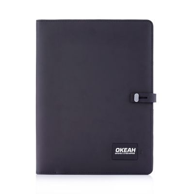 Папка А4 с зарядным устройством 4000 mAh и блокнотом, черный-0