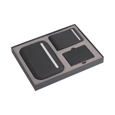 Набор-трансформер (дорожный органайзер, портмоне) со cъёмным (на магните) беспроводным зарядным устройством 3000 mAh, черный-0