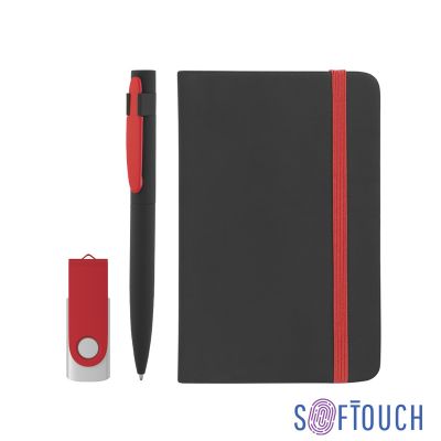 Подарочный набор Андрия, покрытие soft touch, черный с красным-0