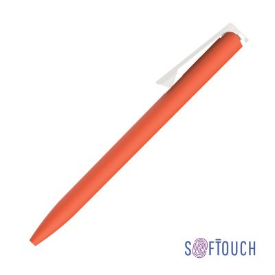 Ручка шариковая Clive, покрытие soft touch, оранжевый с белым-0
