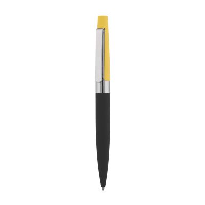 Ручка шариковая Periпокрытие soft touch, черный с желтым-2