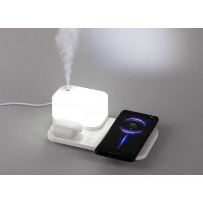 Настольная беспроводная (15W) зарядная станция  Smart Base с увлажнителем и лампой, белый-4