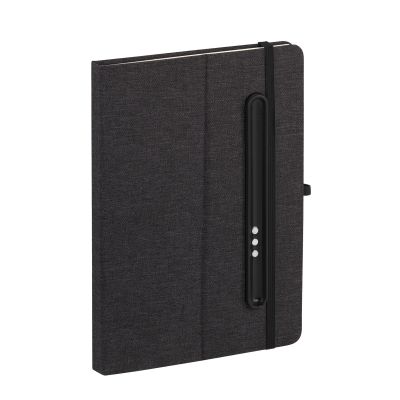 Блокнот Magnet с ручкой Trade на магните, с подставкой под смартфон, черный с синим-4