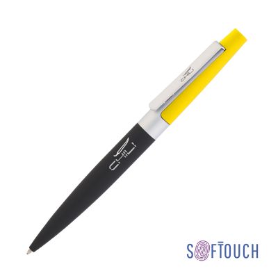 Ручка шариковая Periпокрытие soft touch, черный с желтым-0