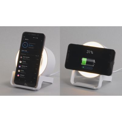 Bluetooth колонка-подставка Smart Sound с беспроводным (10W) зарядным устройством и лампой, белый-3