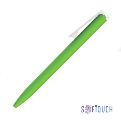 Ручка шариковая Clive, покрытие soft touch, зеленое яблоко с белым-0