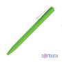Ручка шариковая Clive, покрытие soft touch, зеленое яблоко с белым