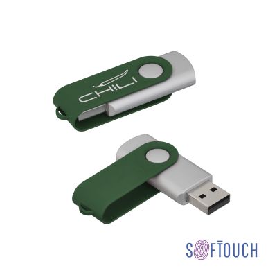 Флеш-карта Vostok, объем памяти 16Gb, покрытие soft touch, темно-зеленый-0