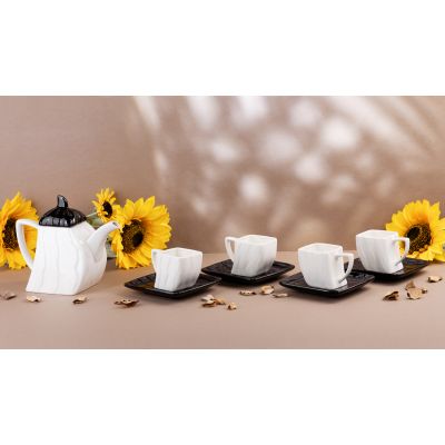 Набор чайный на 4 персоны Соната, белый/черный-1
