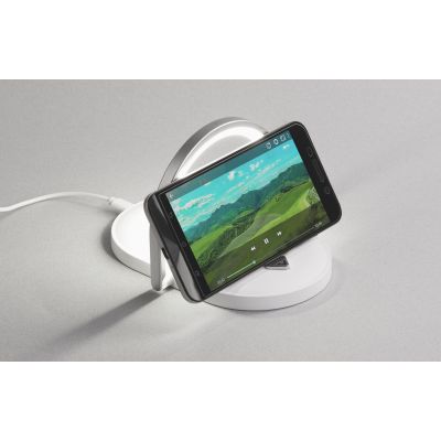 Лампа складная с беспроводным (15W) зарядным устройством Sky Light, белый с серым-1