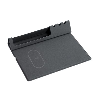 Настольная складная подставка Cool Desk с беспроводным (10W) зарядным устройством и ковриком для мыши, темно-серый-0