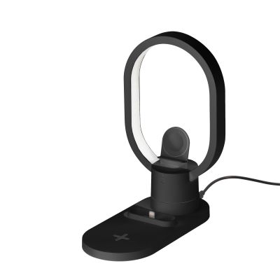Настольная беспроводная (15W) зарядная станция Starship с лампой, черный-1