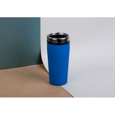 Термостакан Европа 500 мл, покрытие soft touch, синий-1