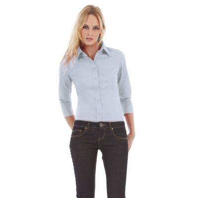 Рубашка женская Milano с рукавом 3/4, корпоративный голубой-0