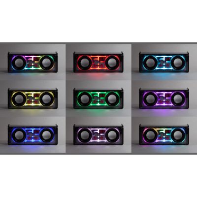 Bluetooth колонка Buzz Light 10Вт (2х5Вт) с разноцветной подсветкой-эквалайзером и прозрачным корпусом, черный-5
