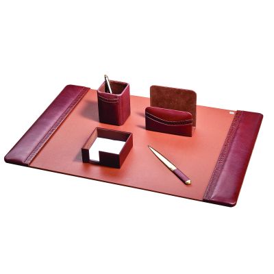 Набор настольный из 5 предметов, кожа, коричневый-0