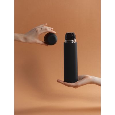 Термос Крит 500 мл, покрытие soft touch, черный-1