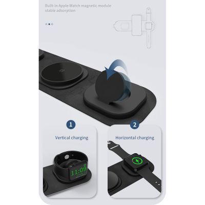 Складная беспроводная (15W) зарядная станция Magic Case с MagSafe для смартфона, часов и наушников, черный-4