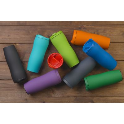 Термостакан Монтана 400 мл, покрытие soft touch, бирюзовый-2