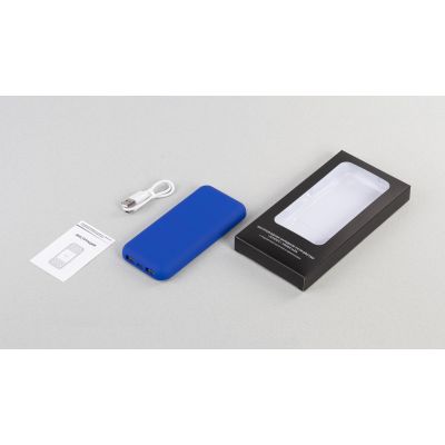 Беспроводное зарядное устройство Sticky SOFTTOUCH, 10000 mAh с подсветкой логотипа и присосками, синий-4