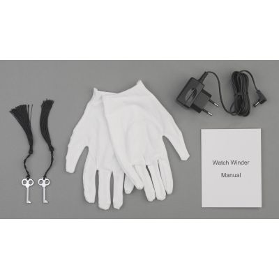 Шкатулка из дерева для часов с подзаводом, черный с серым-4