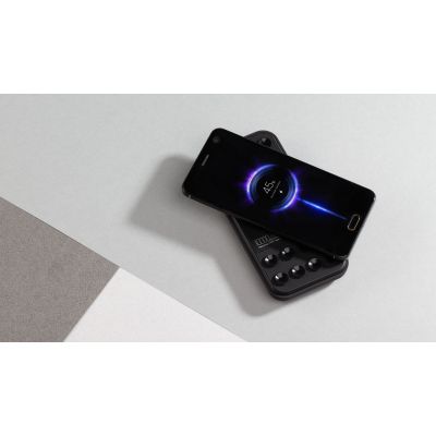 Беспроводное зарядное устройство Sticky SOFTTOUCH, 10000 mAh с подсветкой логотипа и присосками, черный-7