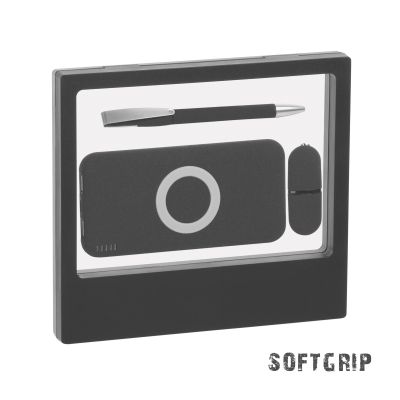 Набор Камень на 3 предмета, 8000 mAh /16Gb, с покрытием soft grip, черный-0