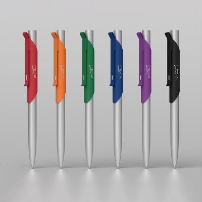 Ручка шариковая Skil, покрытие soft touch, темно-синий с серебристым-3