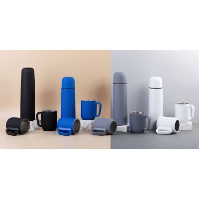 Набор Гейзер (термос, 2 кружки), покрытие пудра, белый-2