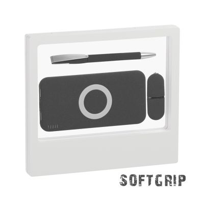 Набор Камень на 3 предмета, 8000 mAh /16Gb, с покрытием soft grip, черный с белым-0