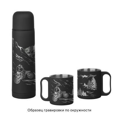 Набор Гейзер (термос, 2 кружки), покрытие soft touch, черный-3