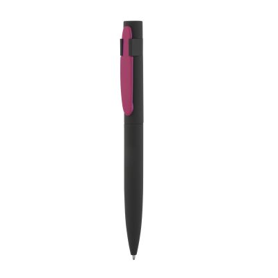 Ручка шариковая Lip, покрытие soft touch, черный с фуксией-2