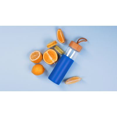 Бутылка для воды Wellness в силиконовом чехле, синий-4