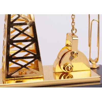 Подставка с часами Нефтяная качалка, золотистый-6