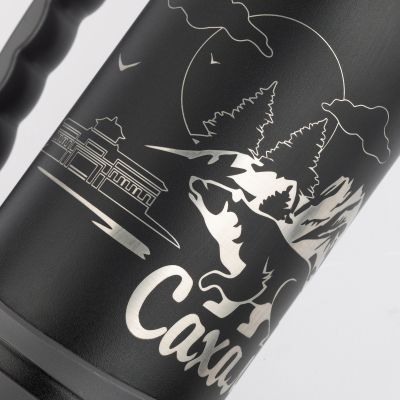 Термос Сахалин 1200 мл, покрытие пудра, черный-6