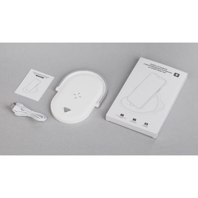 Лампа складная с беспроводным (15W) зарядным устройством Sky Light, белый с серым-6