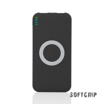 Беспроводное зарядное устройство Камень, 8000 mAh, покрытие soft grip, черный-0