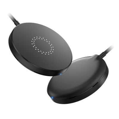 Магнитное беспроводное (15W) зарядное устройство Magic SOFTTOUCH, покрытие soft touch, черный-3