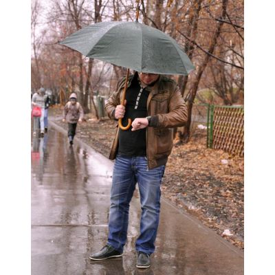 Зонт трость с деревянной ручкой Денди, зеленый-2