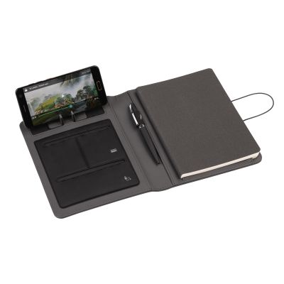 Папка А5 с беспроводным (10W) ЗУ 5000 mAh, с функцией MagSafe, сенсорным дисплеем с подсветкой логотипа и блокнотом, черный-4