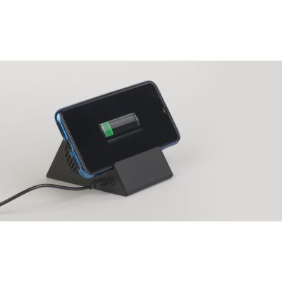 Bluetooth колонка-подставка Rock 3Вт с беспроводным зарядным устройством и подсветкой логотипа, черный-2