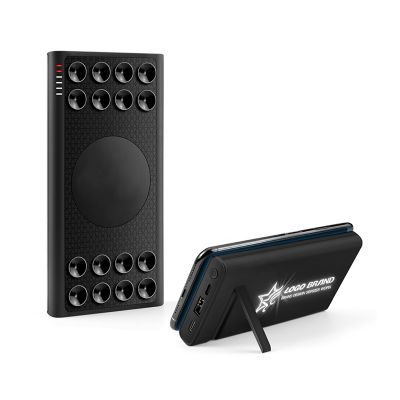 Беспроводное зарядное устройство Eight SOFTTOUCH, 8000 mAh, с подсветкой логотипа и подставкой, черный-0