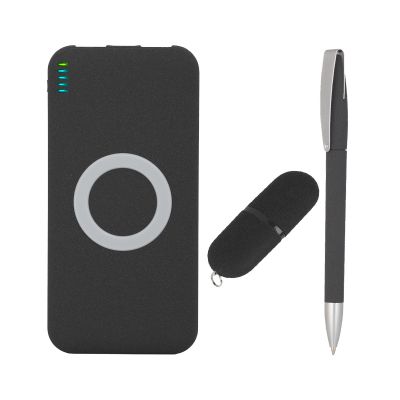 Набор Камень на 3 предмета, 8000 mAh /16Gb, с покрытием soft grip, черный с белым-1