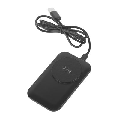 Настольное беспроводное зарядное устройство Moonlight c подсветкой логотипа, черный-0