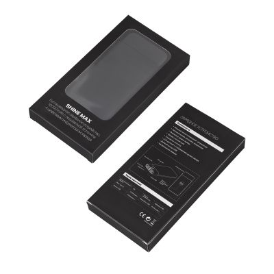 Беспроводное зарядное устройство ShineMax SOFTTOUCH, 10000 mAh с подсветкой логотипа и цифровым индикатором заряда, черный-6