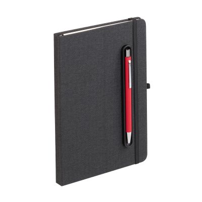 Блокнот Magnet с ручкой Trade на магните, с подставкой под смартфон, черный с красным-0