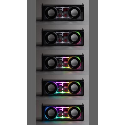 Bluetooth колонка Buzz Light 10Вт (2х5Вт) с разноцветной подсветкой-эквалайзером и прозрачным корпусом, черный-2